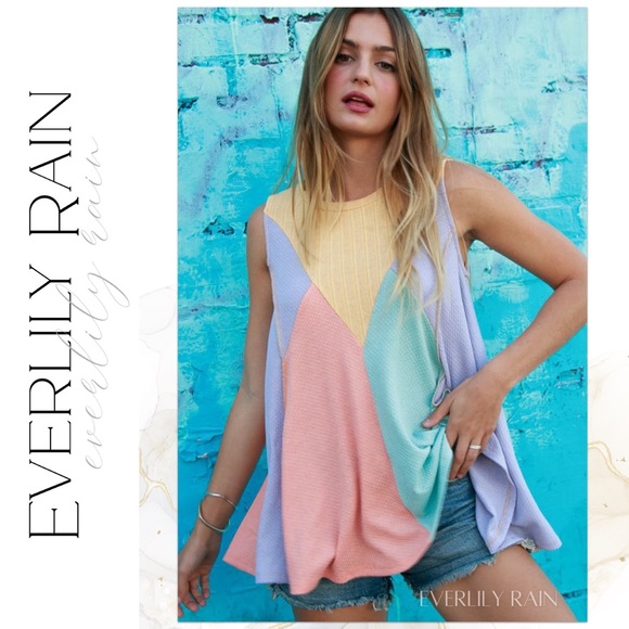 Waffle Knit Color Block Tank - Picture 11 of 14